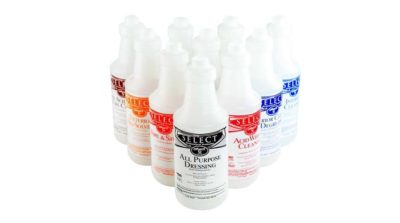 Bottles and sprayers. Vesco is a automotive cleaning product distributor in Michigan, Ohio and Pennsylvania.